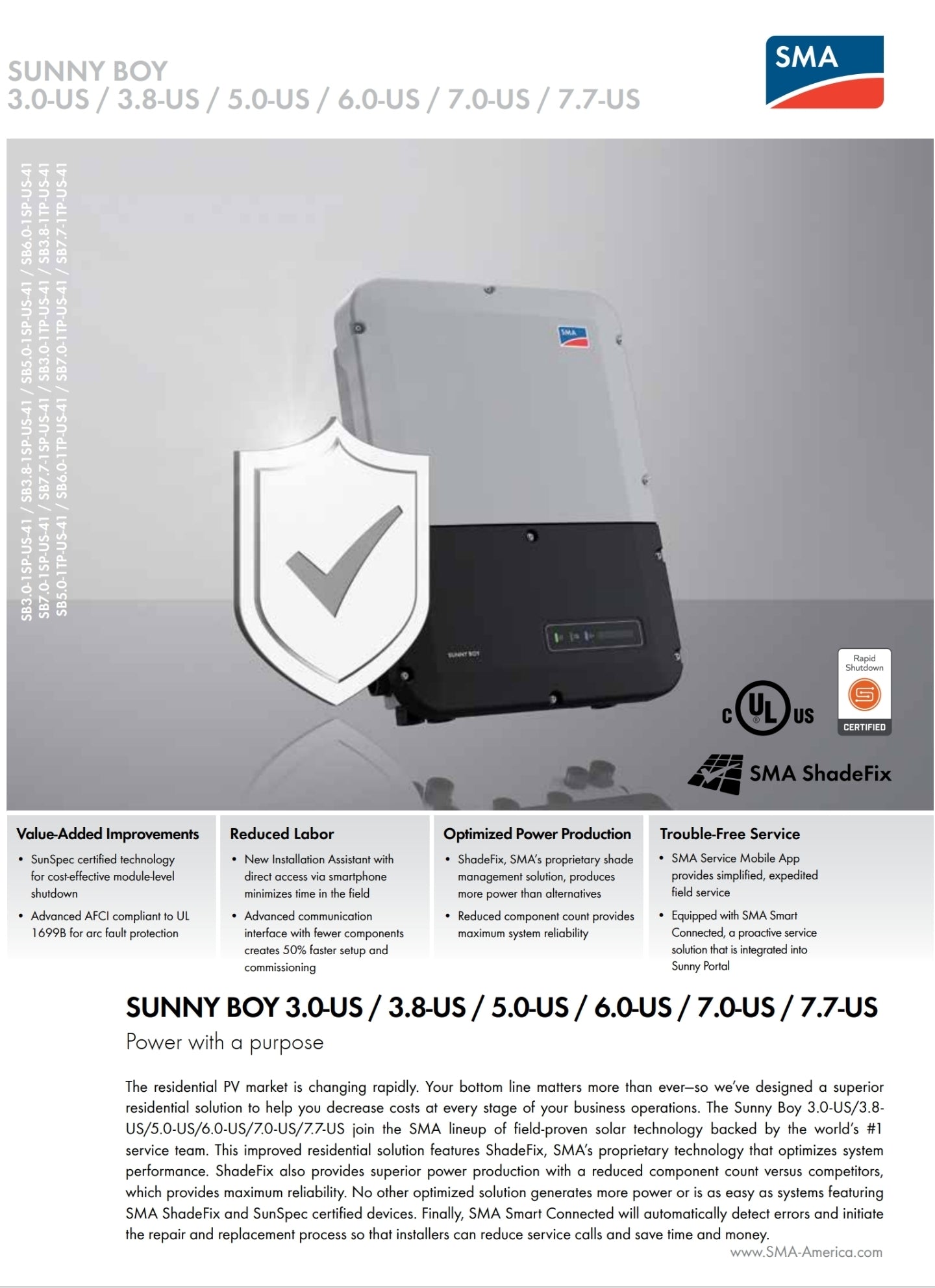 SMA US 40-6.0Kwh Grid tied single phase solar Inverter
